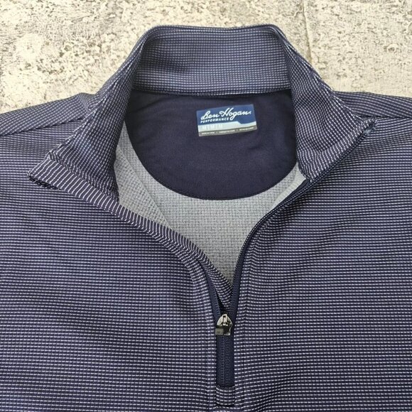 Ben Hogan Men Sweater Micro Jacquard 1/4 Zip Golf Sweater Blue Size M NWT - Picture 5 of 13